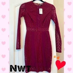 NWT Burgundy fitted mini dress XS